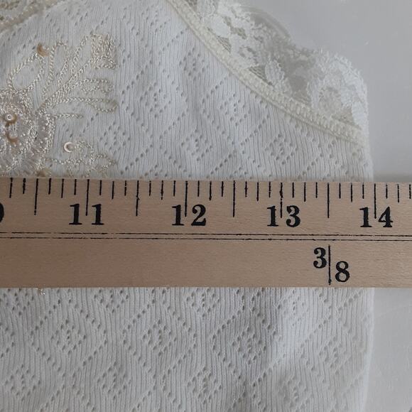 Vintage Guess Y2K Beaded Camisole Cream Sheer Lace Womens S Bohemian Cowgirl - Picture 8 of 9